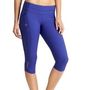 ATHLETA Dobby Be Free Knicker Capri Stash Pockets Royal Blue SZ XS